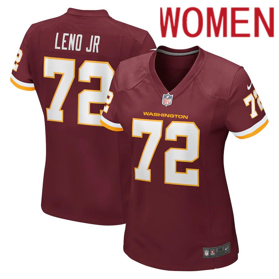 Women Washington Redskins 72 Charles Leno Jr. Nike Burgundy Game NFL Jersey